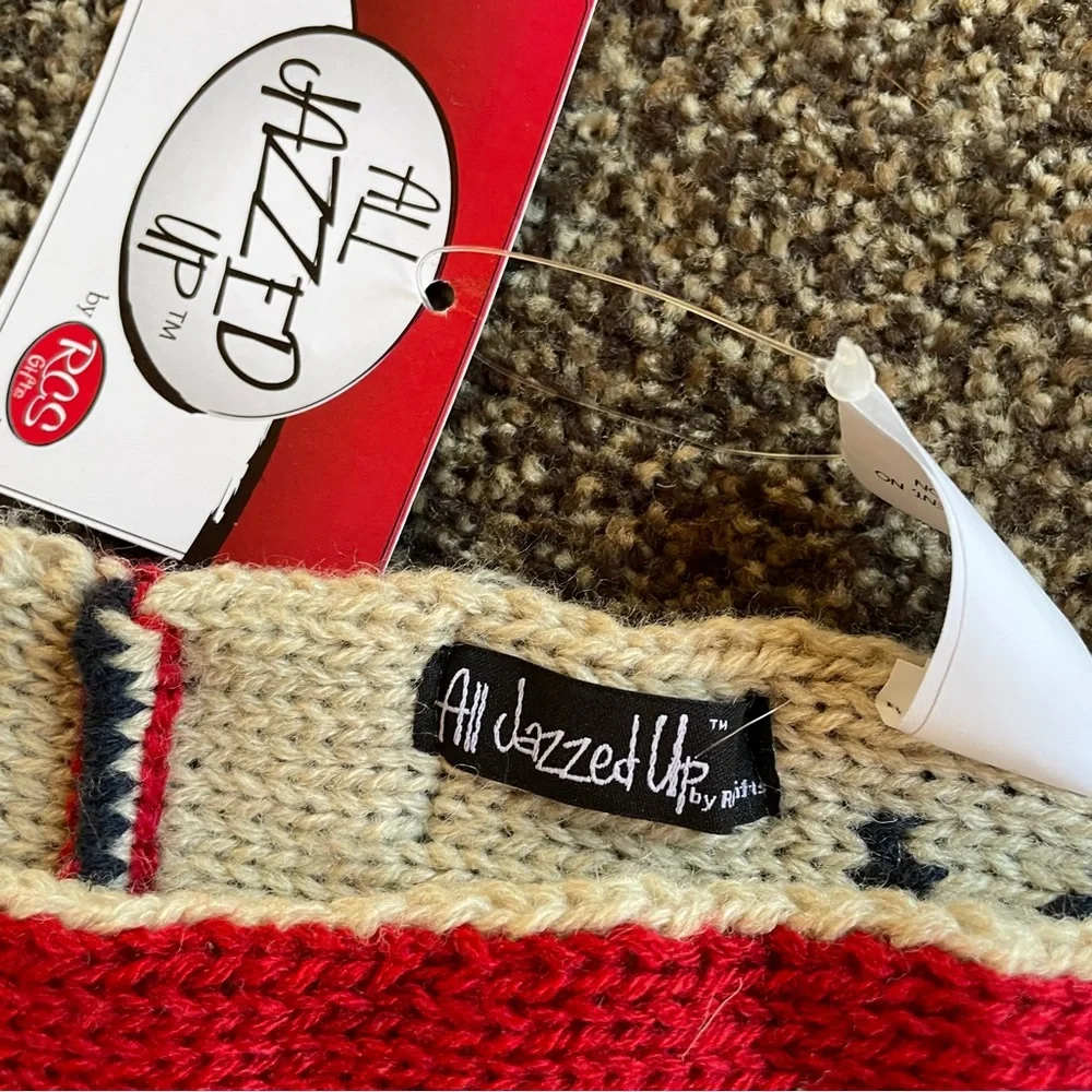 USA American Flag Sweater Knit Infinity Scarf  Red White Blue Stars Stripes NWT